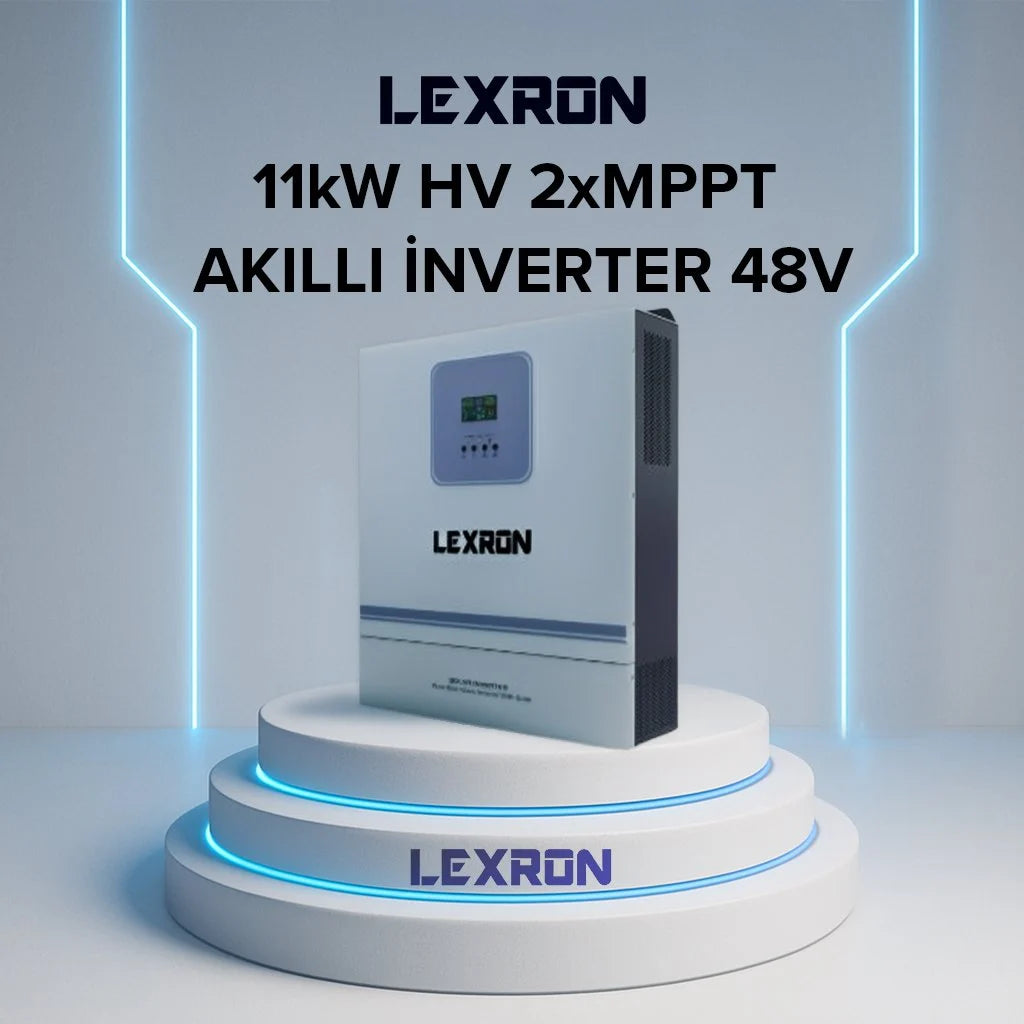 Lexron 11kW 48V 2xMPPT hibrit solar inverter ön görünüm