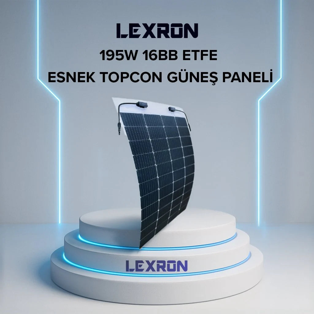 LEXRON 195W 16BB ETFE esnek TOPCON güneş paneli karavan ve mobil sistemler için