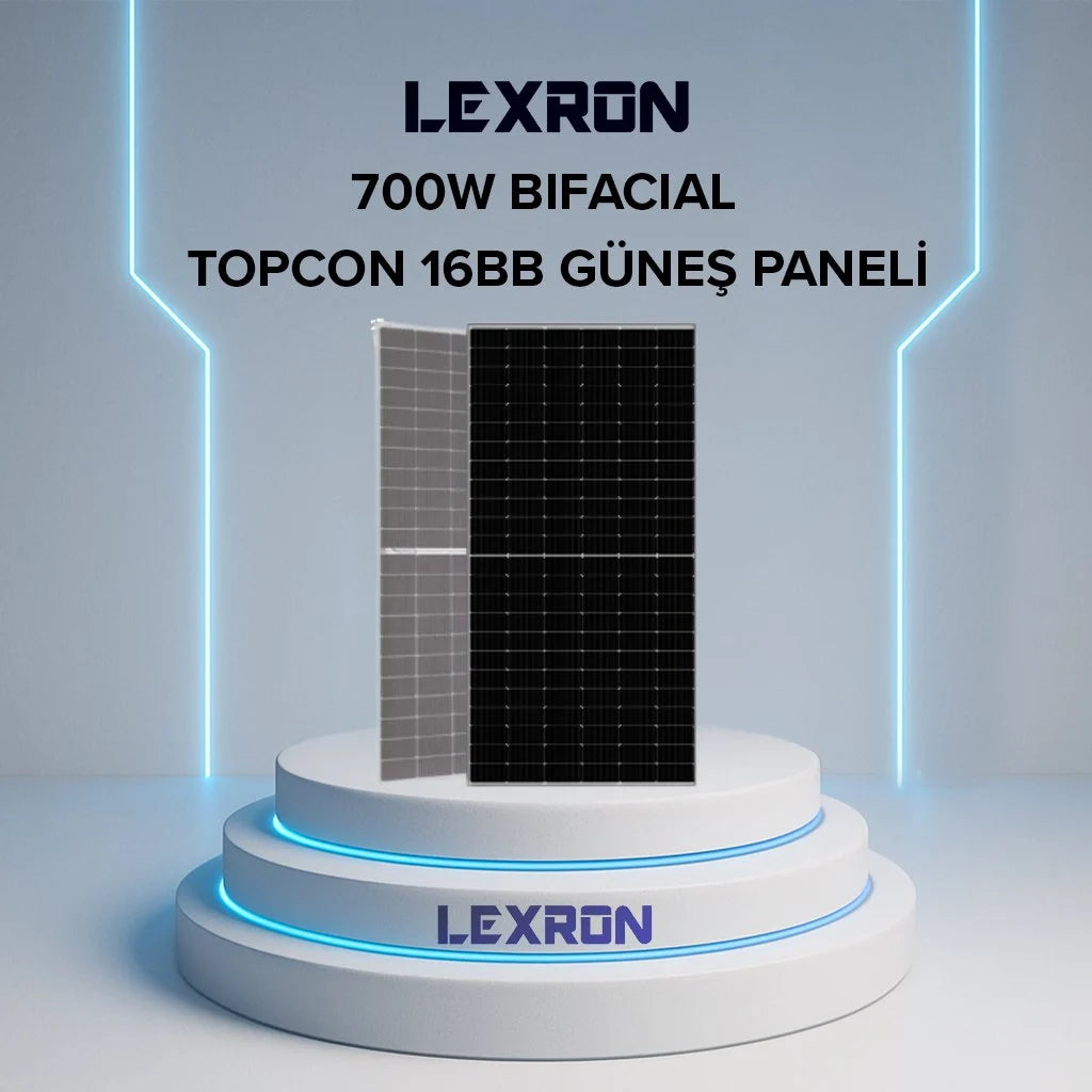 LEXRON 700W 144 hücreli N-Type TOPCON bifacial güneş paneli