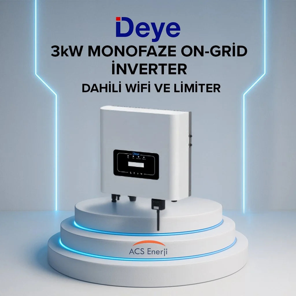 Deye 3kW monofaze on-grid inverter WiFi ve limiter dahil