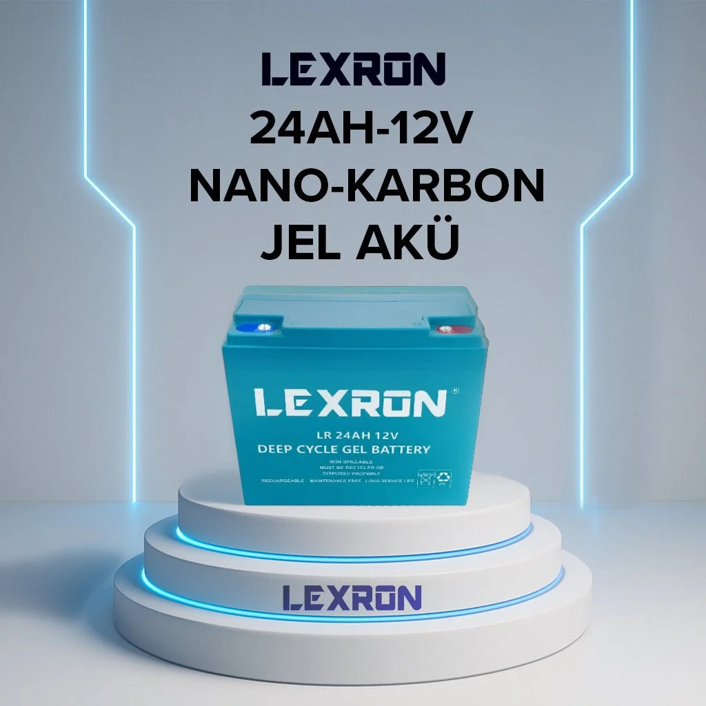 LEXRON 24Ah 12V Nano Karbon Jel Akü Deep Cycle Elektrikli Araç Aküsü