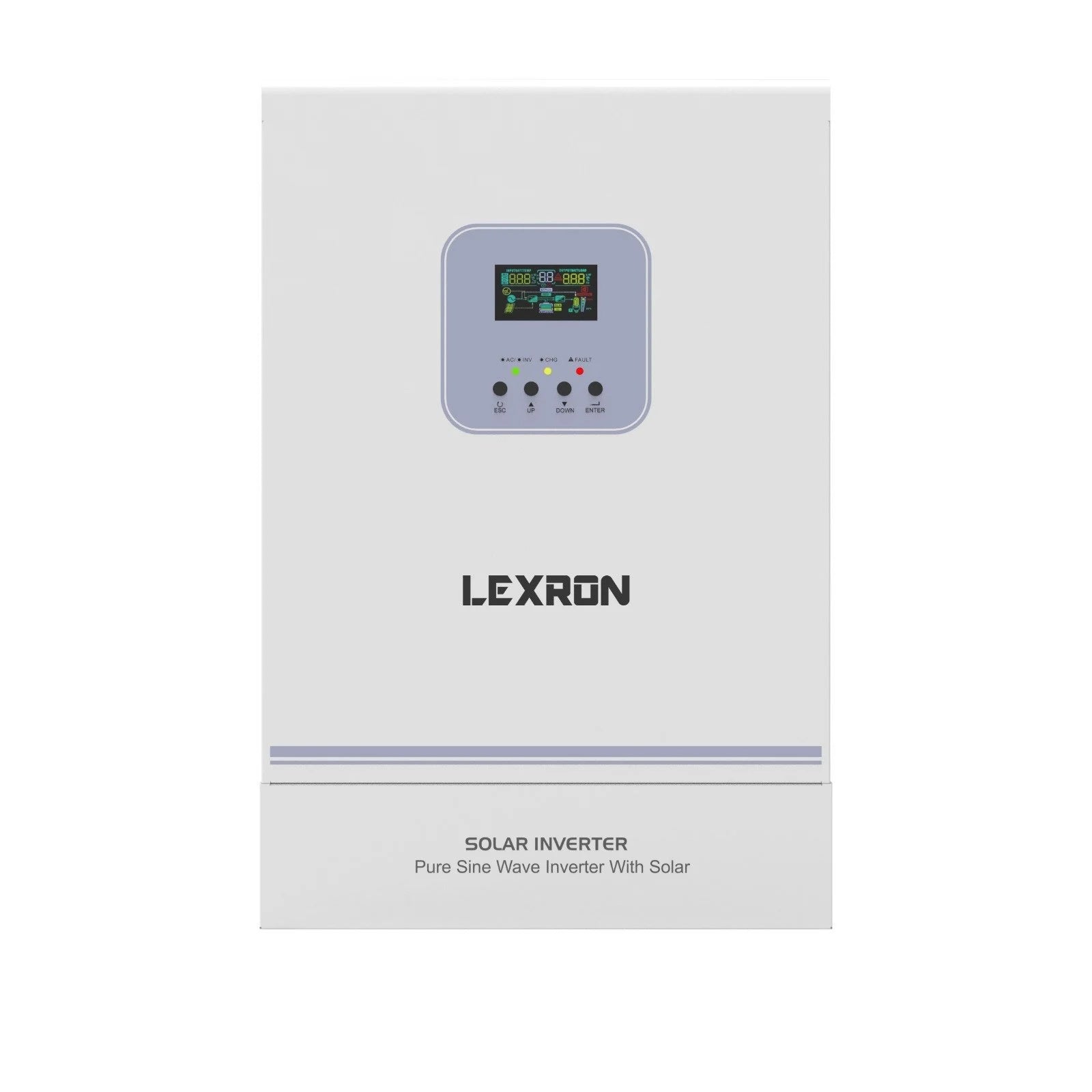 Lexron 4.2kW 24V MPPT inverter ön panel ve LCD ekran