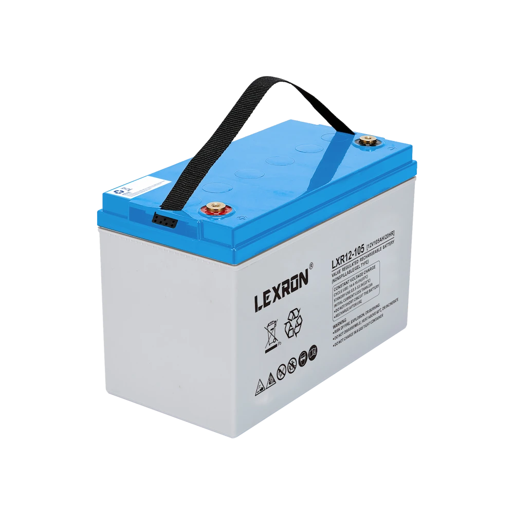 LXR105 12V 105Ah nano karbon jel akü yan açılı ürün görseli