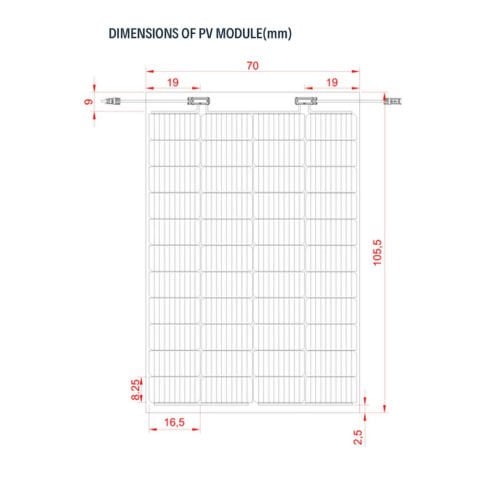 Esnek Monokristal Güneş Paneli 140W (44 Cell)